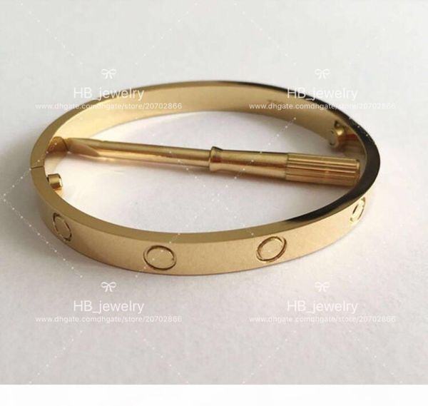 

fashion high version gold love screw bracelet nail bangle pulsera for mens and womens party wedding couples lovers gift jewelry with box, Golden;silver