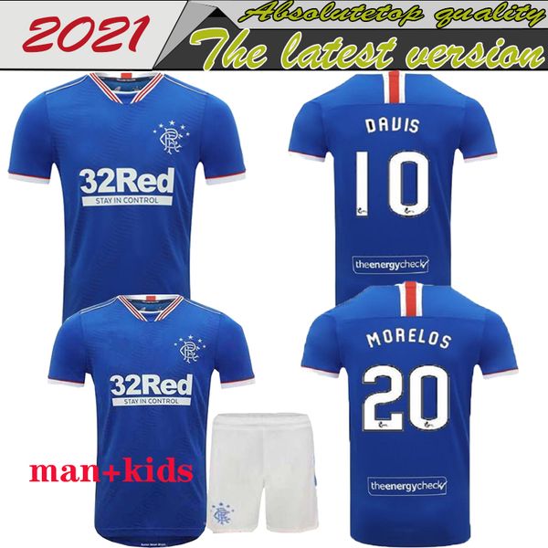 

the latest version thailand quality 2020 rangers fc home blue guest soccer jerseys 20 21 glasgow rangers away black football shirt uniform, Black;yellow