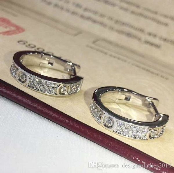 

diamons earrings luxury designer titanium steel thread earrings 18k gold plated stainless steel classical love gem earrings for women c, Golden