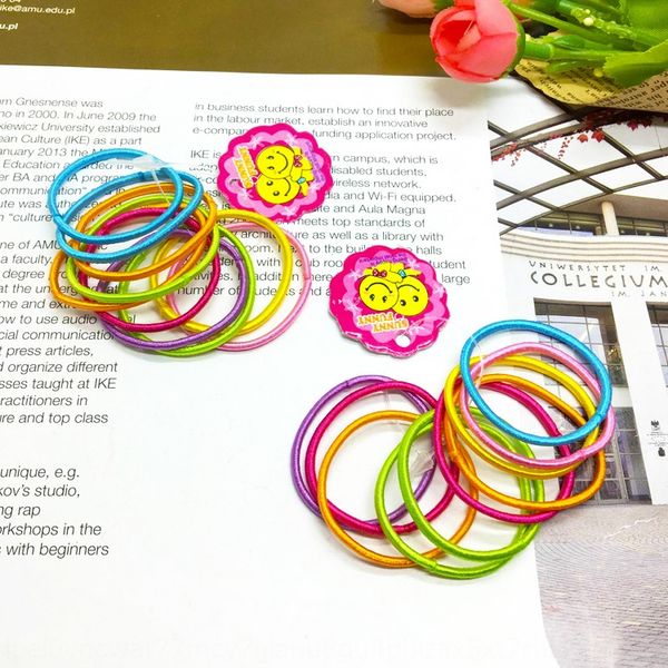 

korean rubber hair style children's hair-tied small rubber band candy color does not hurt hair band 2 yuan store night market, Slivery;white