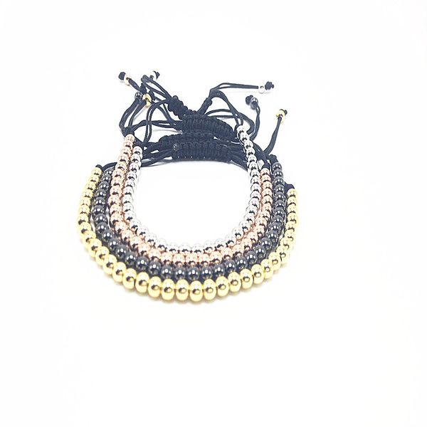 

men 4mm titanium steel balls beads braiding macrame bracelet pulseras bracelet homme charm bracelet for friend, Black