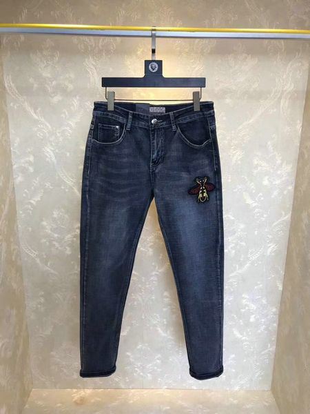 

new fashion men black jeans skinny ripped stretch slim west hip hop swag denim motorcycle biker pants jogger ~~xgh362, Blue