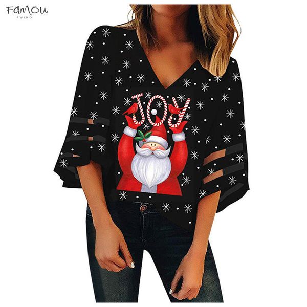 

us warehouse blouse women shirt women christmas new black red v neck mesh trumpet sleeves loose blouse ship, White