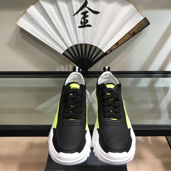 

2019q limited edition men's leather casual platform shoes comfortable breathable low-cut shoes original box packaging 38-44, Black