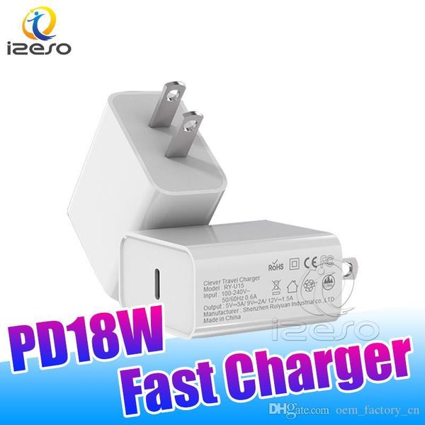 

usb wall charger 18w pd power quick charger adapter type c us plug fast charging for samsung s20 iphone 11 pro max izeso zlstore007 ccvpicsx