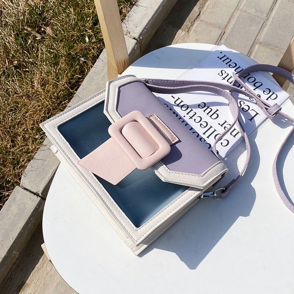 

contrast color pu leather crossbody bags for women 2020 cut lady small shoulder messenger bag female travel handbags
