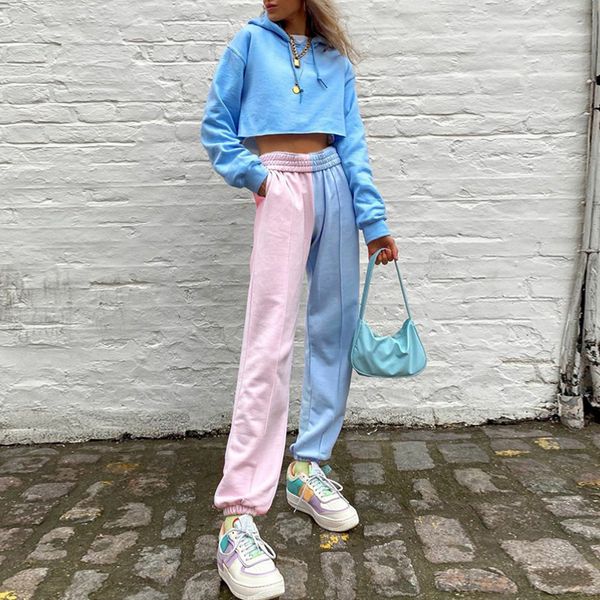 

women's pants & capris color matching high street casual 2021 summer temperament fashion waist straight-leg, Black;white