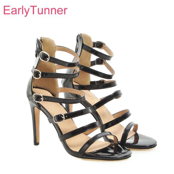 

dress shoes summer brand comfortable rome black gold women sandals high heels lady stripper eh155 plus big size  43 45 48