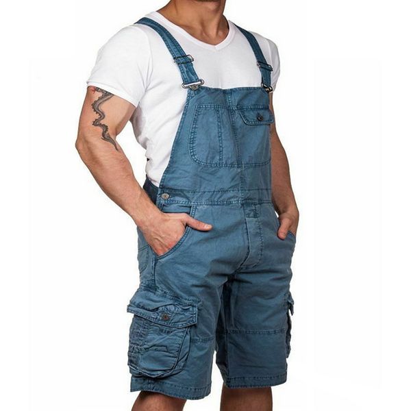 

adisputent men jumpsuit casual jumpsuit 2020 jogger loose multi-pocket streetwear fashion solid suspenders men workwear harajuku, Blue