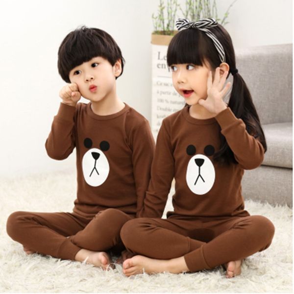 

vmcyt pure cotton children's warm trousers suit autumn clothes autumn pants suit boys' clothes girls' thermal underwear mediu, Black;white