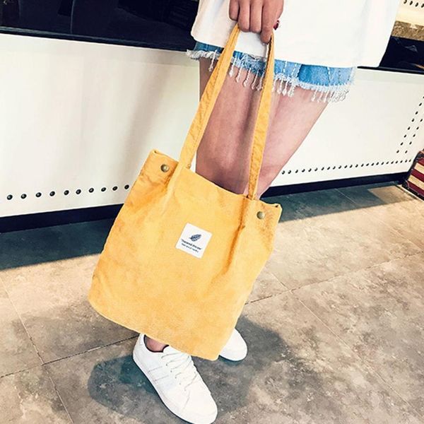 

casual large capacity plain corduroy shopping shoulder bag women travel tote handbag