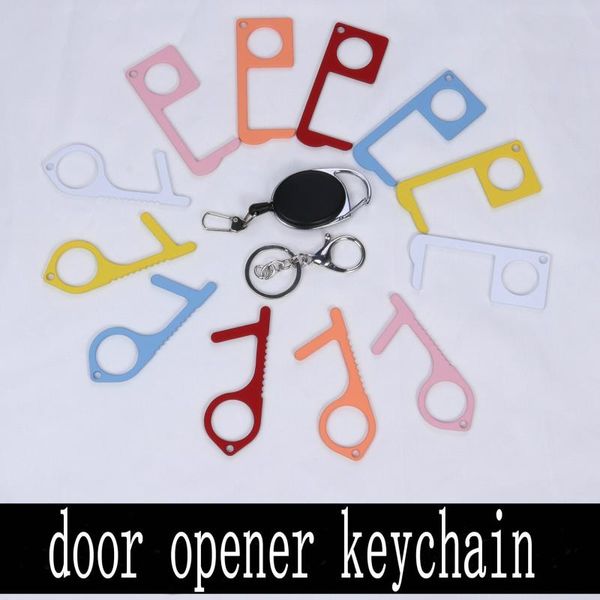 

contactless brass door opener key chains keychain, Silver
