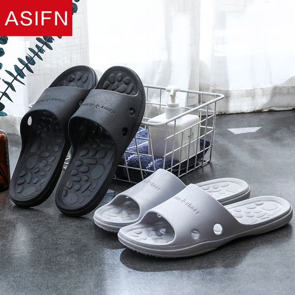 

asifn massage home bathroom slippers casual men women flip flops summer slipper non-slip slides home man shoes zapatos de hombre, Black