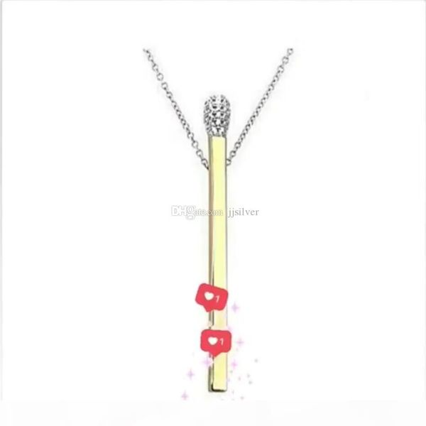 

matchstick pendant necklace black & colorful zircon setting matches 925 sterling silver chain necklace fashion women jewelry