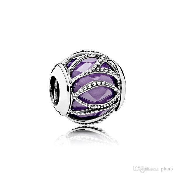 

100% real 925 sterling silver purple clear cz crystal charms with original box fit pandora silver charms bracelet jewelry making, Black