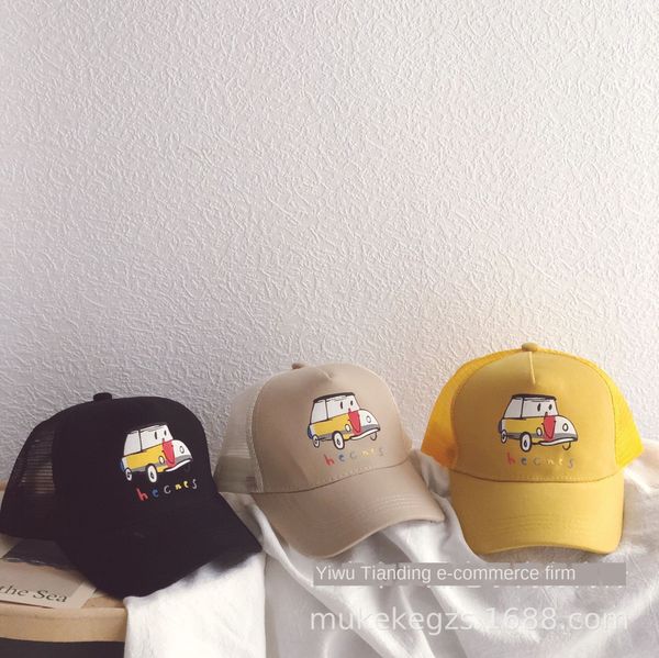

tianding baseball cap personalized car children's breathable mesh duck tongue hat summer sunshade baby net hat baseball cap, Yellow