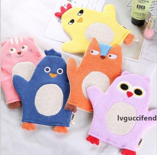 

cartoon animals kids bath mitten buddy fox penguin cat bear fun children washing bath gloves baby bath rub towel