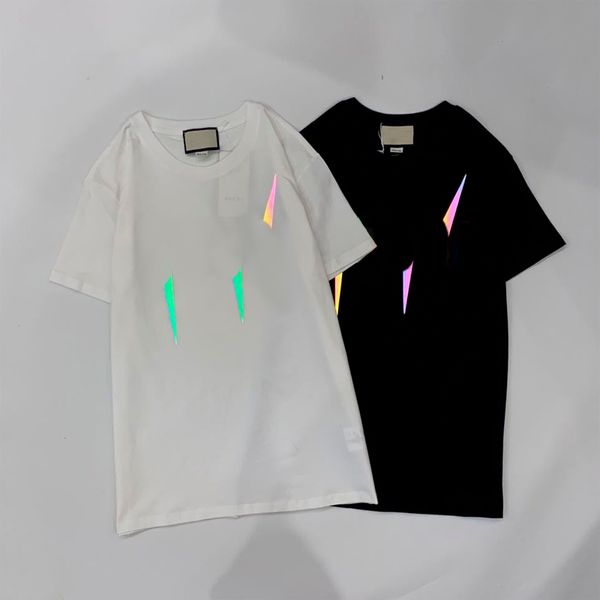 

mens designer t shirt 2020 new summer tees fashion reflective printing casual hiphop luminous t-shirts 2020 quality, White;black