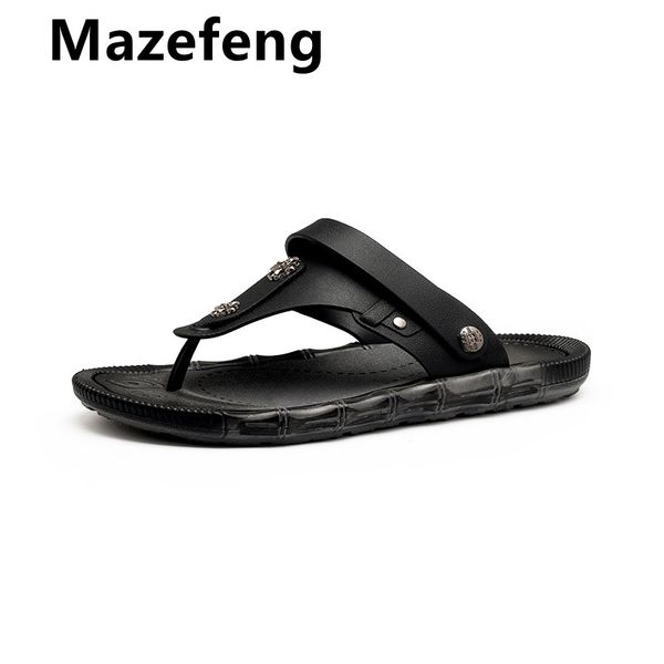 

mazefeng 2020 new arrival summer men flip flops beach sandals anti-slip zapatos hombre casual shoes wholesale, Black