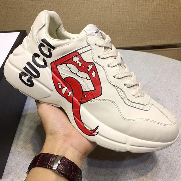 

womens shoes fashion sneakers scarpe da donna luxury womens shoes fashion type rhyton sneaker leather big size chaussures de femme fast ship, Black