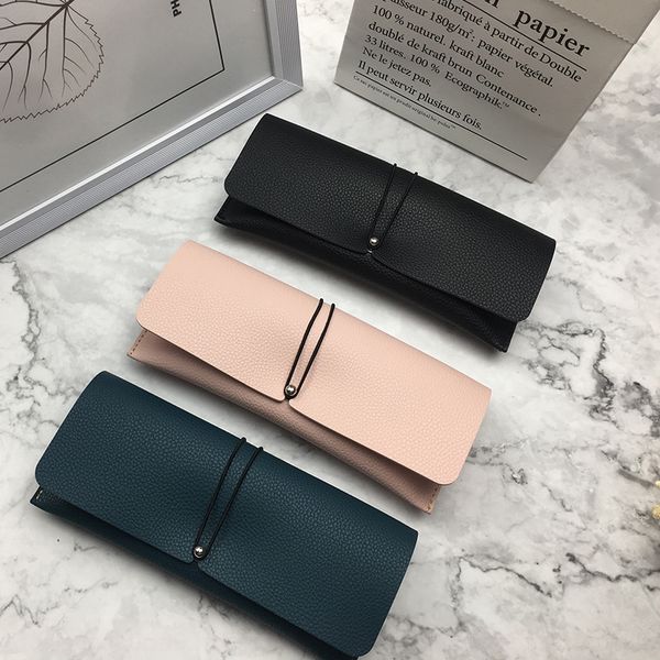

2020 case sun case new leather korean fashion glasses box simple and easy to carry sunglasses box, Blue