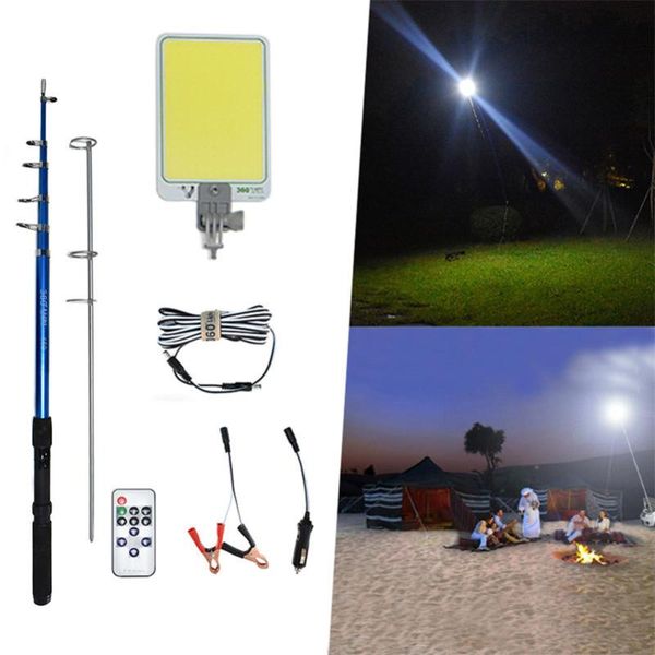 

portable spotlight lighting 12v recargable led camping tent light off road 4.5m fishing rod home cob emergency lamp work light