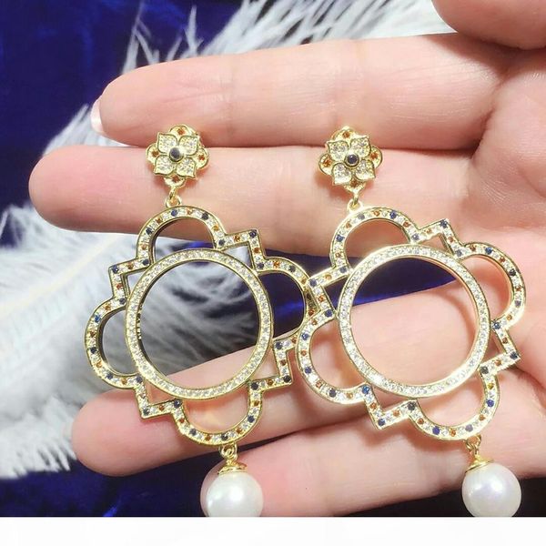 

fashion lady designer earrings temperament leisure social gathering shopping earrings fashion pearl pendant earrings, Golden
