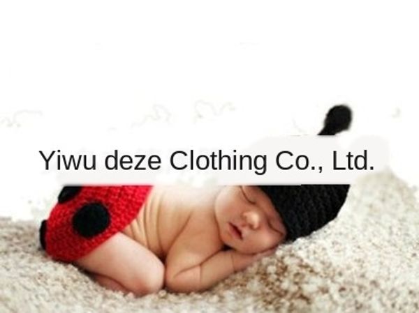 

handmade knitting wool ladybug two-piece set children's pgraphy wool props and props hundred-day baby pgraphy clothing, Blue;gray