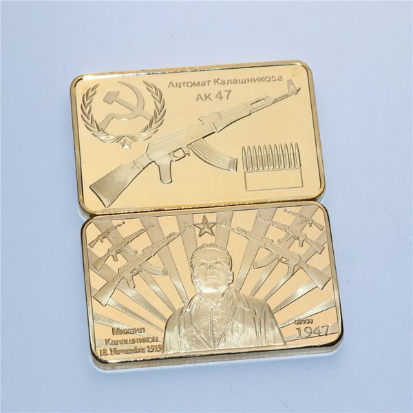 

ak47 rifle kalaschnikow cccp russian 1947 bullion 24k gold plated ingot/bar