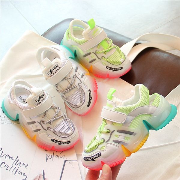 

2020 new rainbow mesh daddy boys' breathable mesh new sports sandals children's shoes children's shoes sandals, Black;red