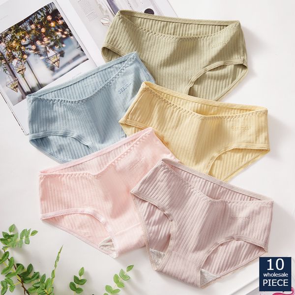 

10 pcs/lot women panties fashion cozy lingerie tempting briefs women's underpant middle waist intimates underwear czy04, Black;pink