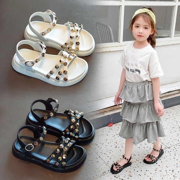 

ir5iq girls' little girl's soft-soled princess shoes sandals and sandals 2020 new fashion medium and large children's korean, Black;red