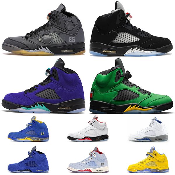 

wings 5s basketball shoes jumpman 5 black white mens trainers designer sports oregon alternate grape island green sneakers size 5.5-13