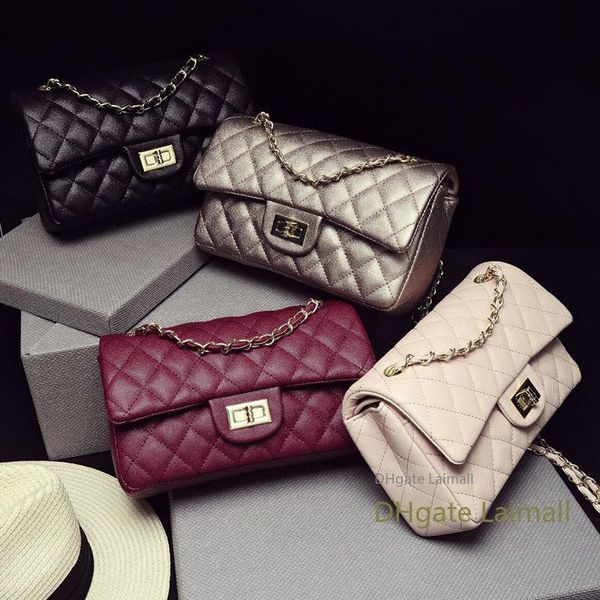 

качество роскошные мешки плеча кожи овец лишенный длинные плетеный цепи классический сумки плеча женщины конструктора кожаные сумки caviar p