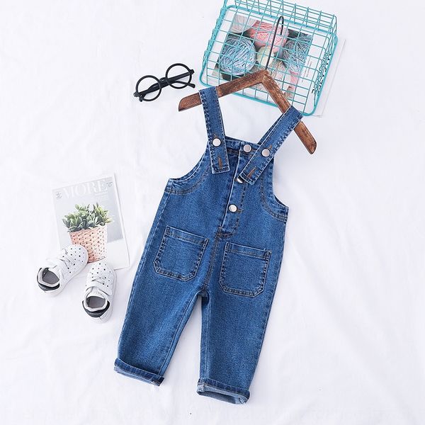 

3dsun season 2020 belt and trousers korean children's clothing baby loose denim belt pants 1-3 years old children's adjustable inf, Blue
