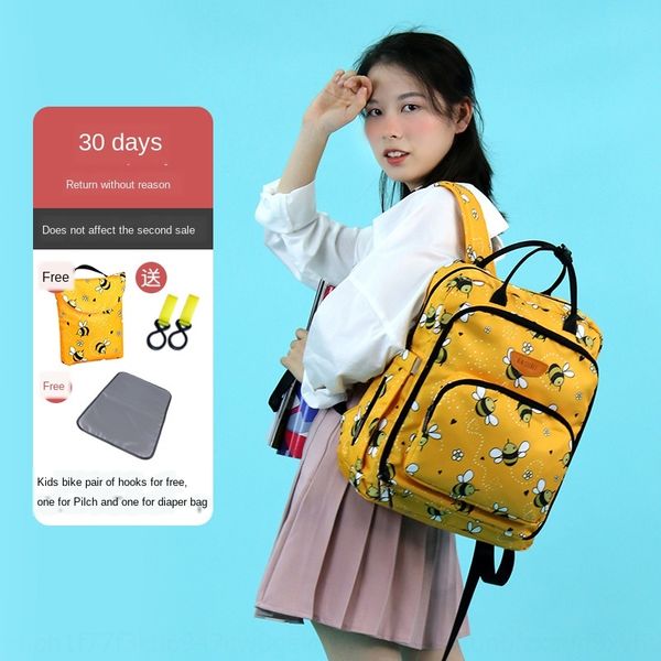 

fashion trendsetter backpack casual polyester printed breast bag mother backpack and baby 4-piece set out mom bag