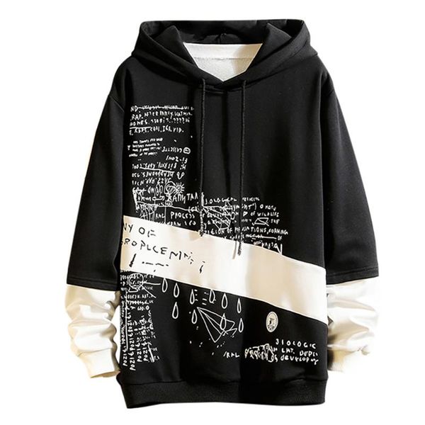 

streetwear hoodie men's new style casual fashion patchwork hoodie long sleeves sweatershirt sudadera hombre il peep, Black