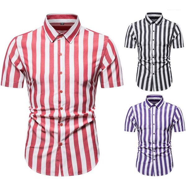 

sleeve summer shirt new homme teenager clothing plus size mens striped shirt casual lape neck short, White;black