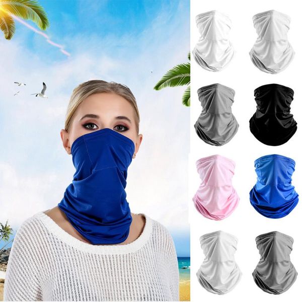 

1 pc ice silk elastic head face scarf gaiter tube half faces scarves pocket inside for outdoor cycling accessories, Black