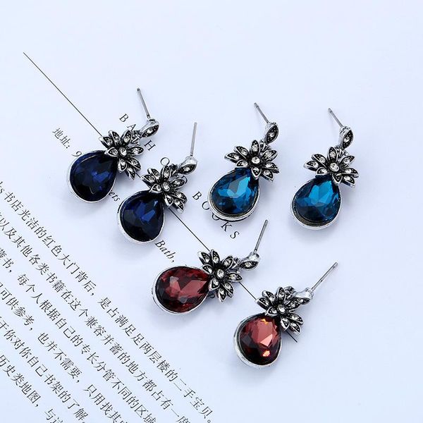 

wholesale-creative ear nails retro bohemian crystal earrings female water drop earrings, Golden