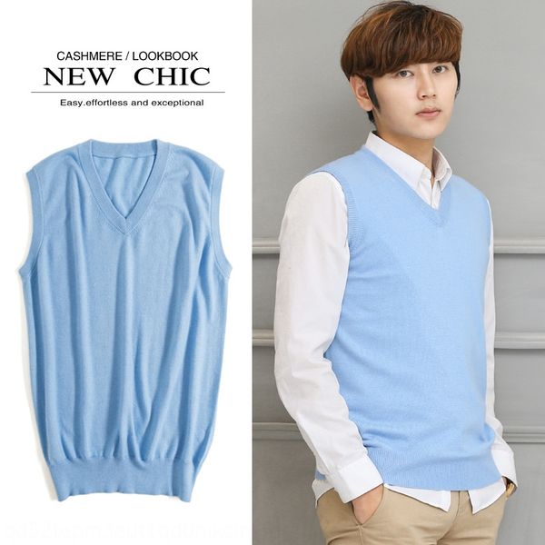 

men's v-neck large size solid color wool pullover knitted sleeveless slim pullover vest vest sweater waistcoat, Black;white