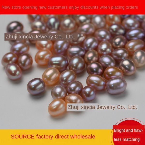 

5a grade 6-10mm-meter-shaped strong light flawless fresh water rice pearl scattered pearl, Silver