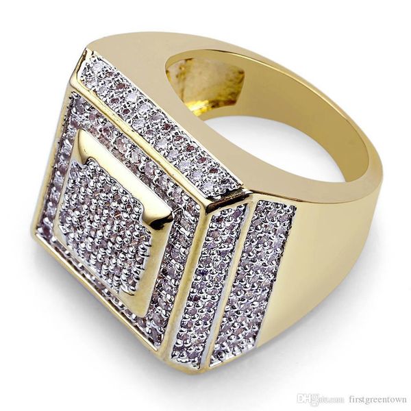 

zircon-inlaid men's ring hip-hop square ring selling in europe and america, Silver