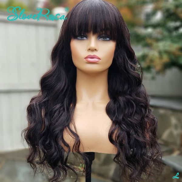 

180% made human hair wigs brazilian remy loose wave short bob wigs with bangs natural color slove rosa hair, Black
