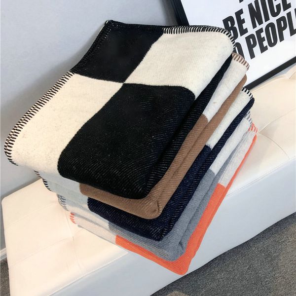 

fashion plaid blanket super soft wool & cashmere throw blanket portable warm sofa bed fleece yarn dyed knitting blanket towel
