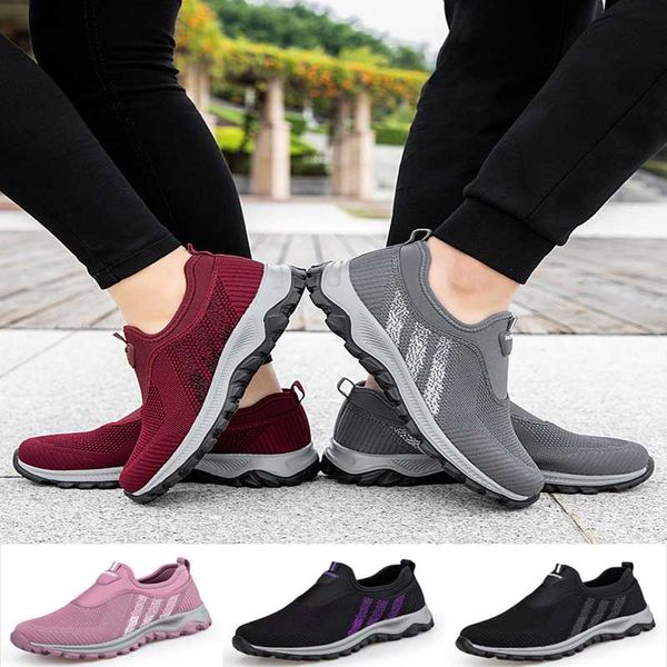 

fashion men's women's casual slip-on walking shoes lightweight breathable sneakers weave mesh fabric flats walking shoes