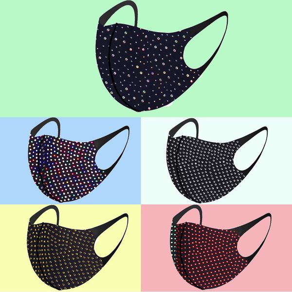 

fashion bling diamond washable reusable mask face care shield sun color gold elbow sequins designer face party masks shiny face mask 10pcs