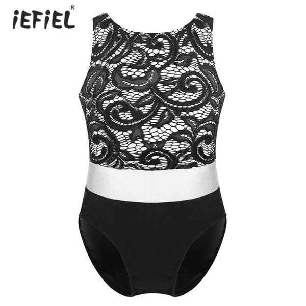 

girl's dresses iefiel ballerina ballet dance dress kids girls gymnastics leotard sleeveless lace bodice leotards for wear, Red;yellow