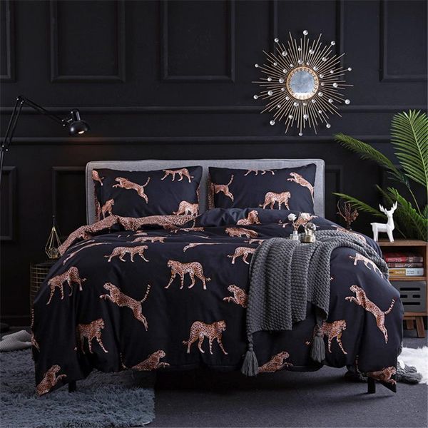 

european and american dark wind bedding kit animal wild leopard