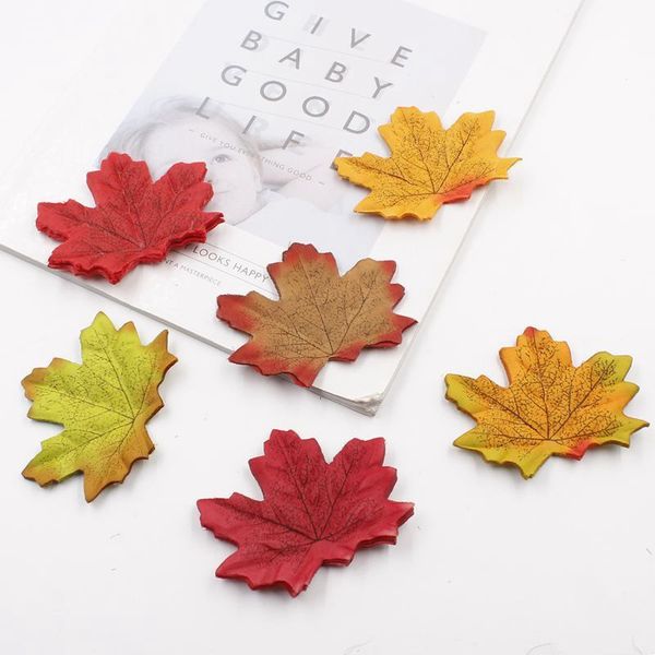 

100 autumn/maple silk leaves multi coloured/wedding/decoration